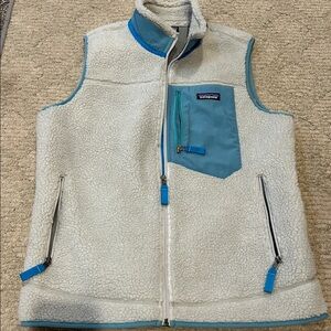 Patagonia Cream and Blue Fleece Vest